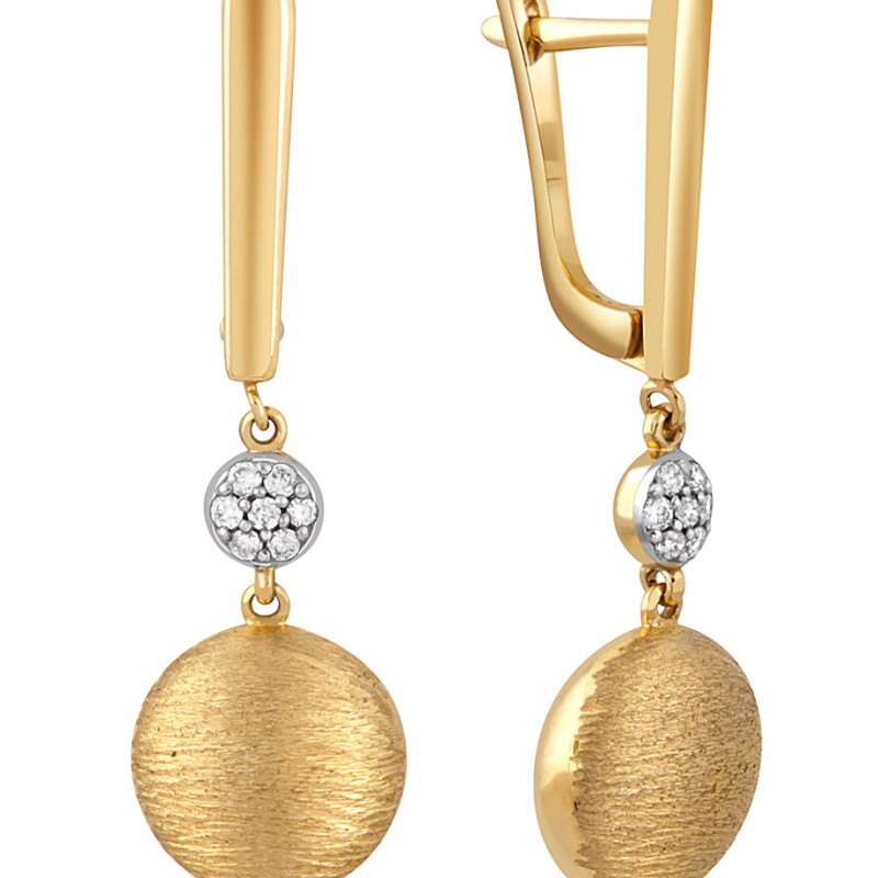 Серьги из жёлтого золота с бриллиантами (040541)