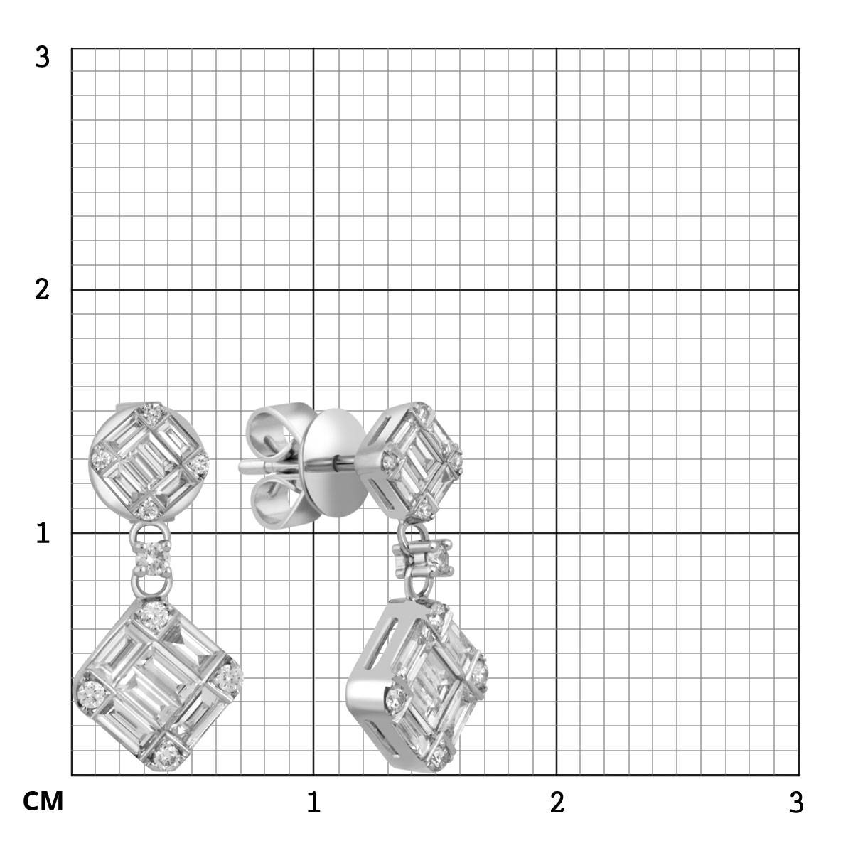 Серьги пусеты из белого золота с бриллиантами (043657)