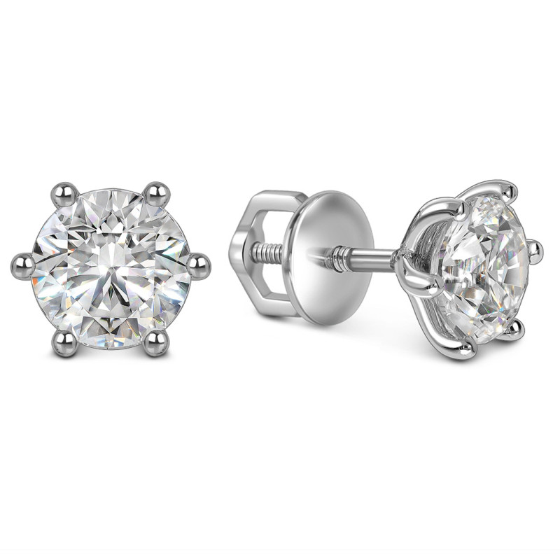 Серьги пусеты из белого золота с бриллиантами (063598)