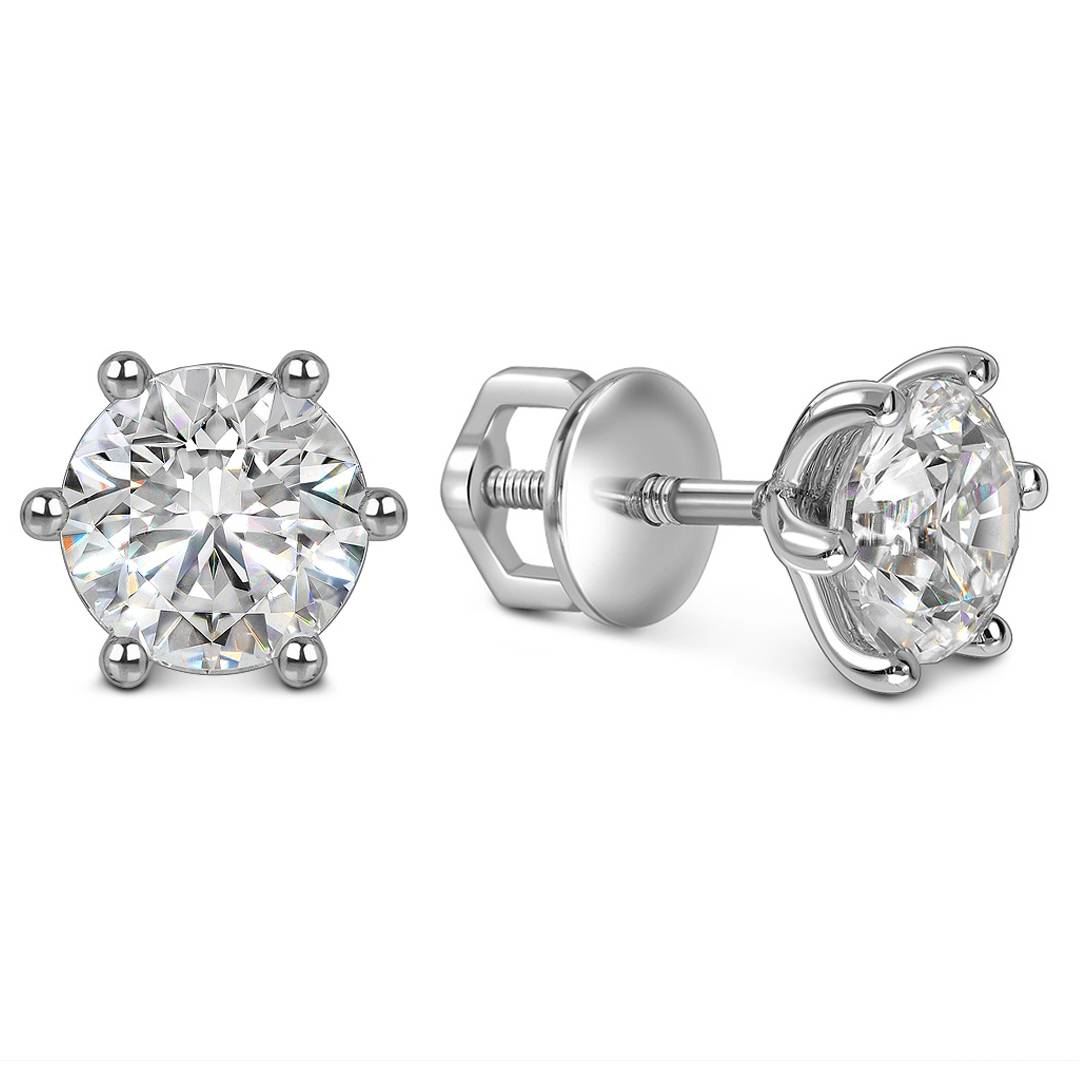 Серьги пусеты из белого золота с бриллиантами (063598)