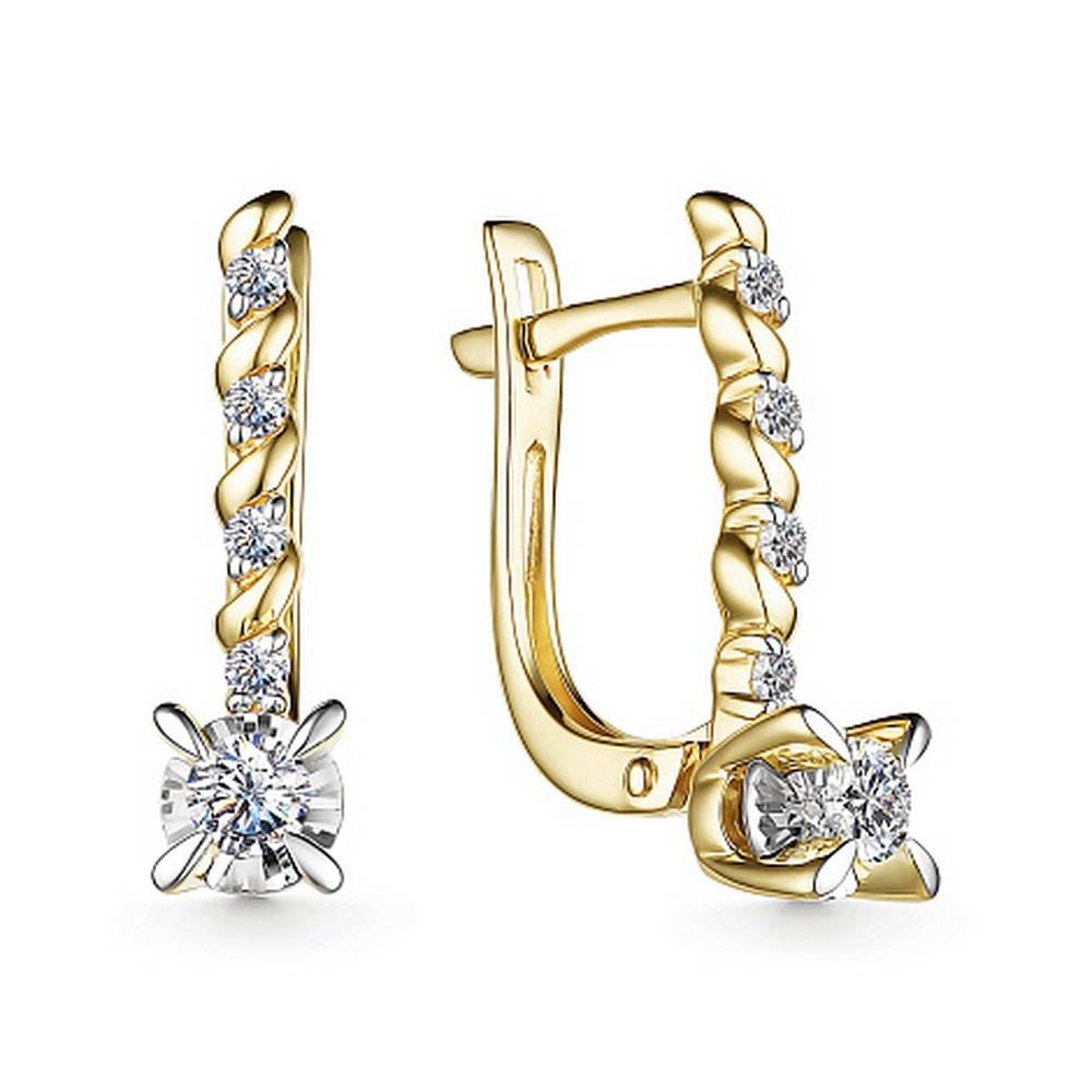 Серьги из жёлтого золота с бриллиантами (053705)