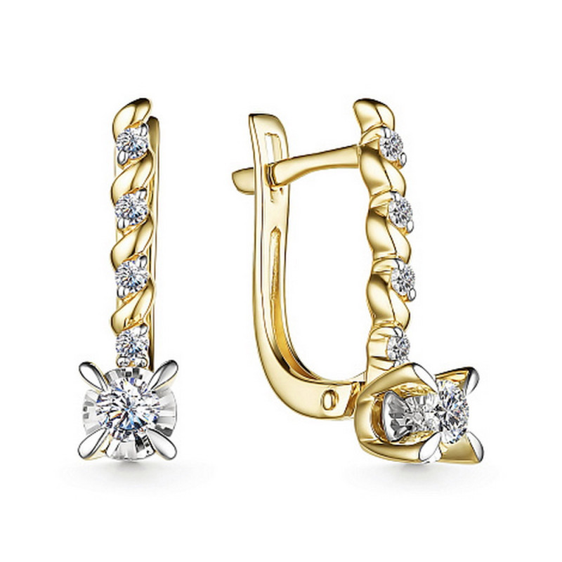 Серьги из жёлтого золота с бриллиантами (053705)