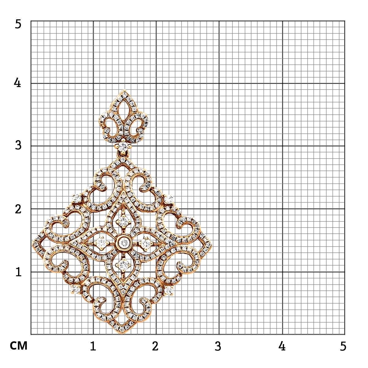 Кулон из красного золота с бриллиантами (046534)