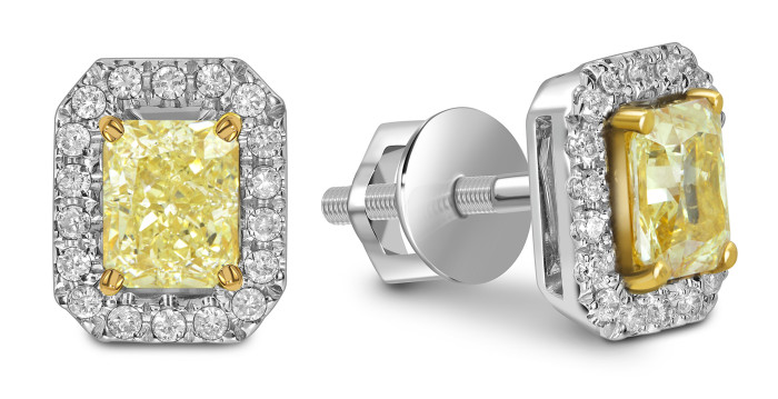 Серьги пусеты из белого золота с бриллиантами (054815)