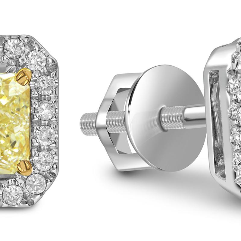 Серьги пусеты из белого золота с бриллиантами (054815)