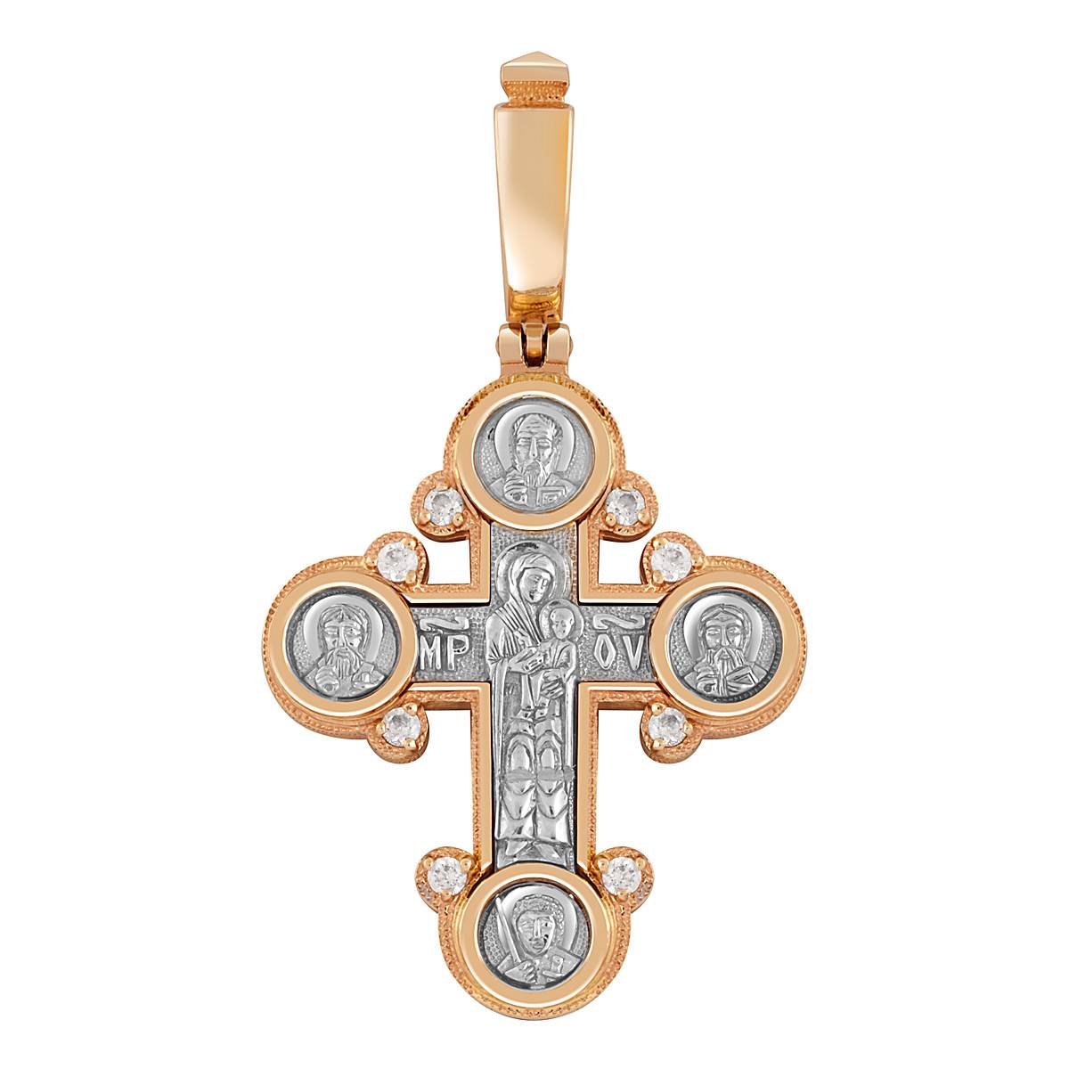 Кулон крест из комбинированного золота с бриллиантами (046825)