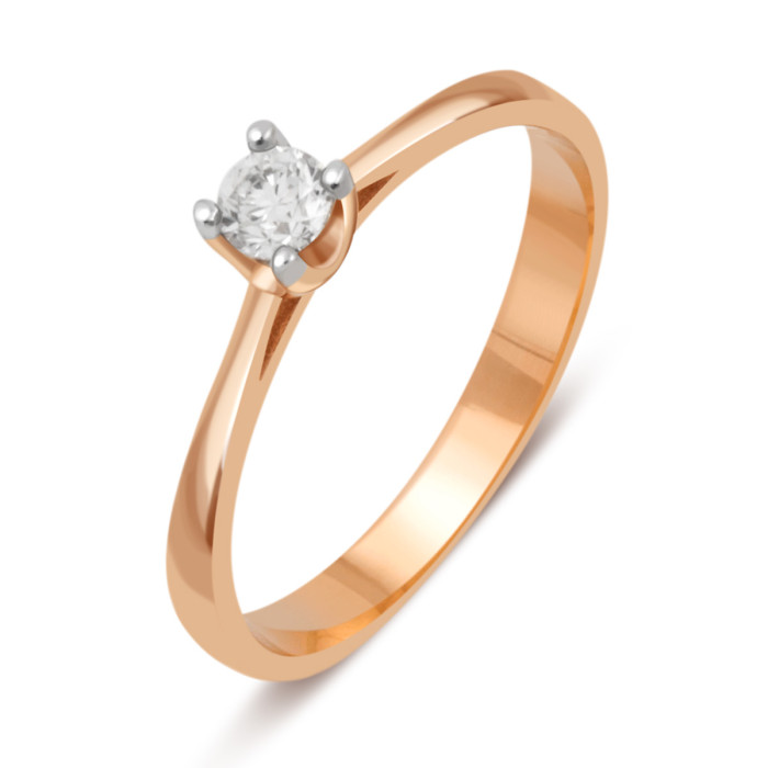 Помолвочное кольцо из красного золота с бриллиантом (032775)