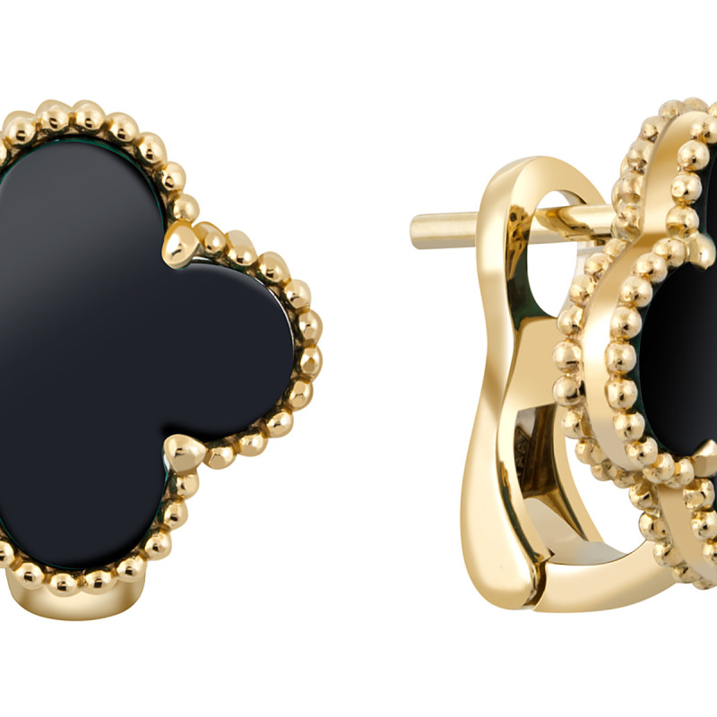 Серьги из жёлтого золота с ониксом (052042) Серьги из жёлтого золота с ониксом (052042)