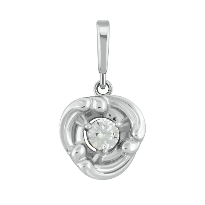 Кулон из белого золота с бриллиантом (042752)