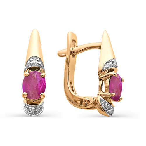 Серьги из красного золота с бриллиантами и изумрудами (042057)