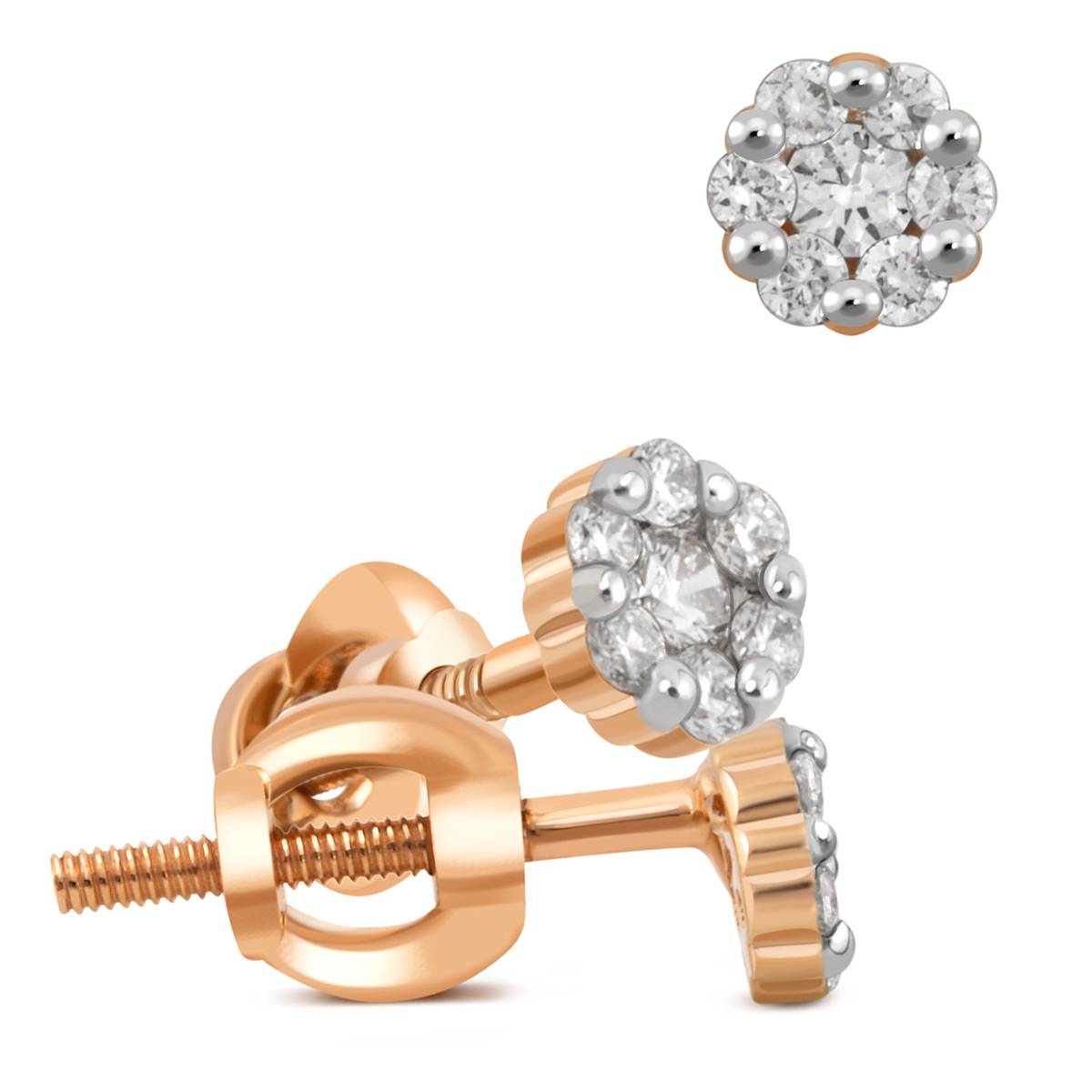 Серьги пусеты из красного золота с бриллиантами (040582)