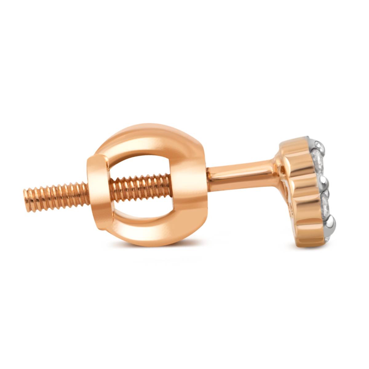 Серьги пусеты из красного золота с бриллиантами (040582)