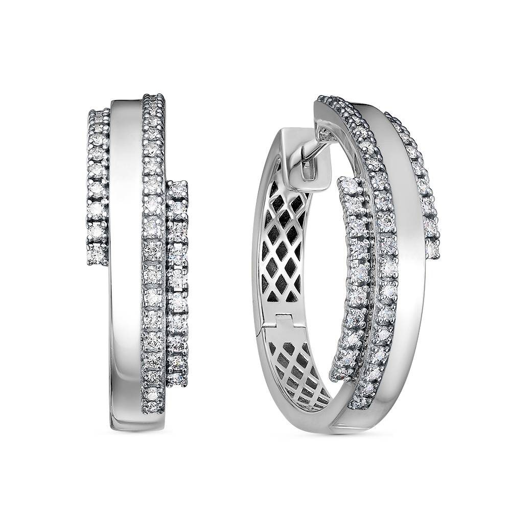 Серьги конго из белого золота с бриллиантами (049948)