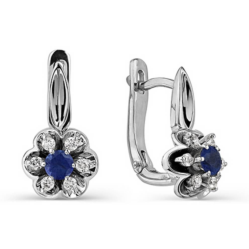 Серьги из белого золота с бриллиантами и сапфирами (031493)