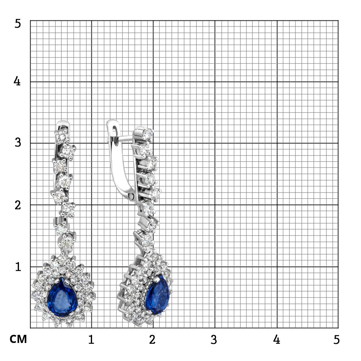 Серьги из белого золота с бриллиантами и сапфирами (014225)
