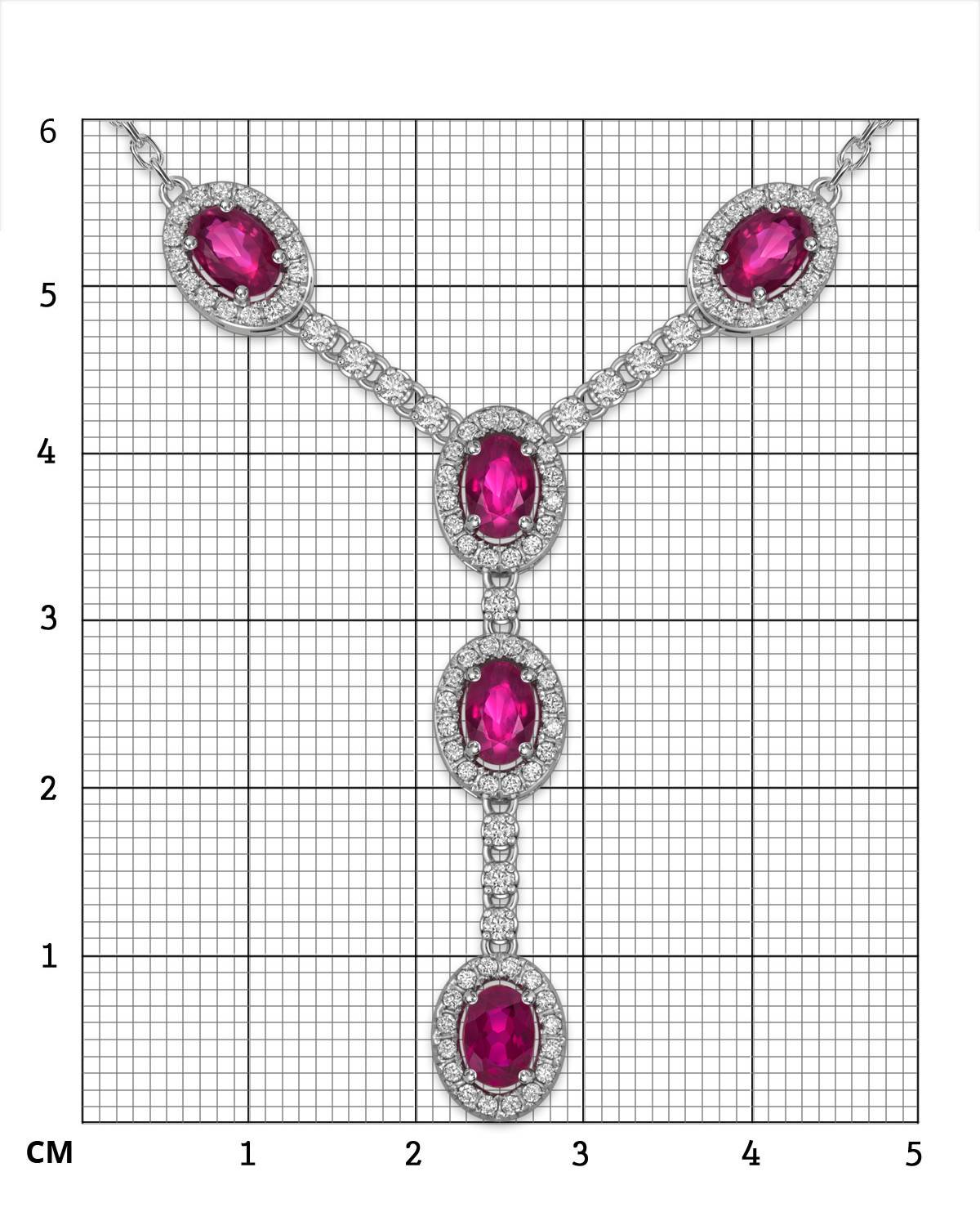 Колье из белого золота с бриллиантами и рубинами (056131)