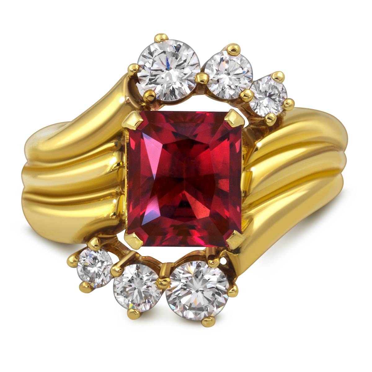 Кольцо из жёлтого золота с турмалином и бриллиантами (058043)