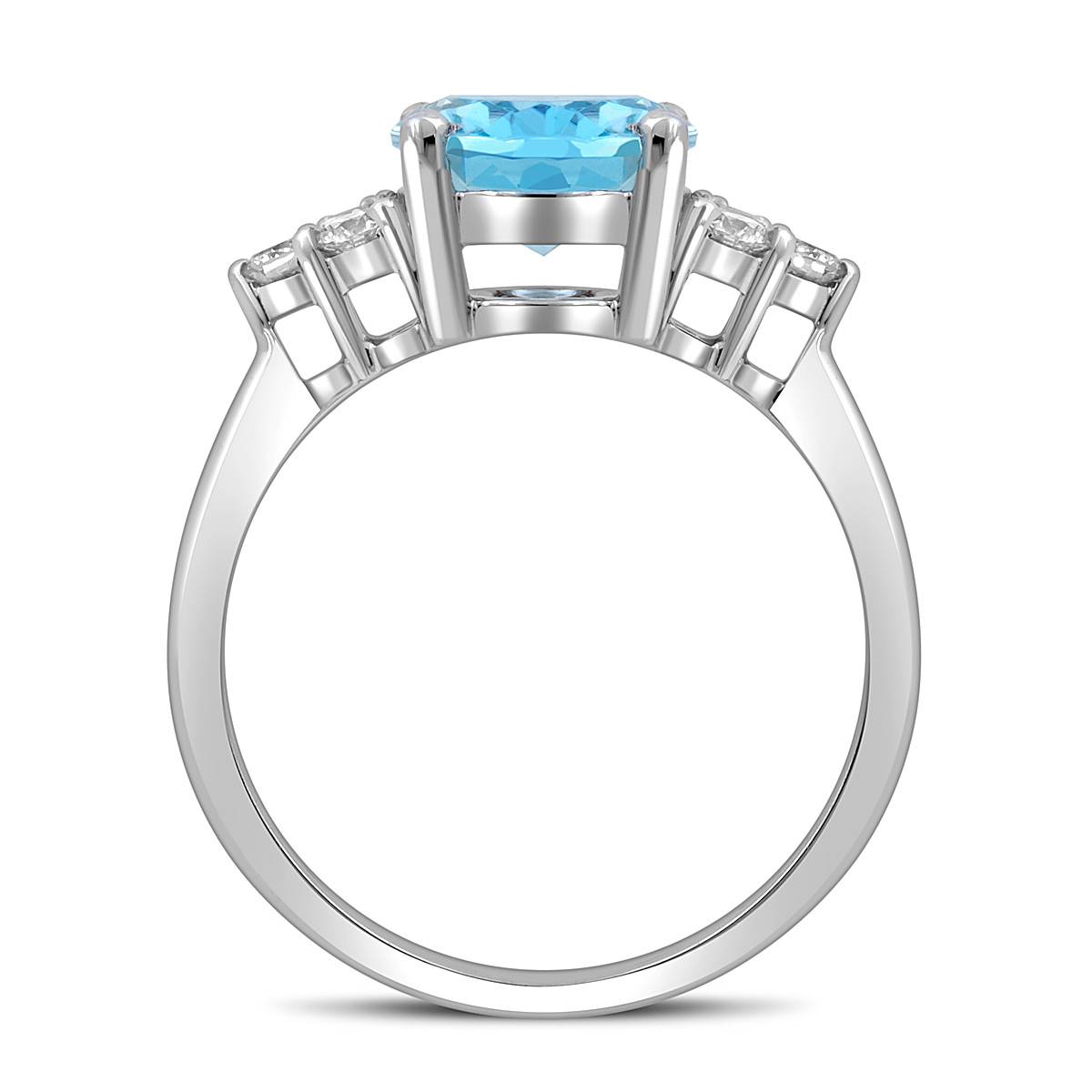 Кольцо из белого золота с бриллиантами и аквамарином (052733)