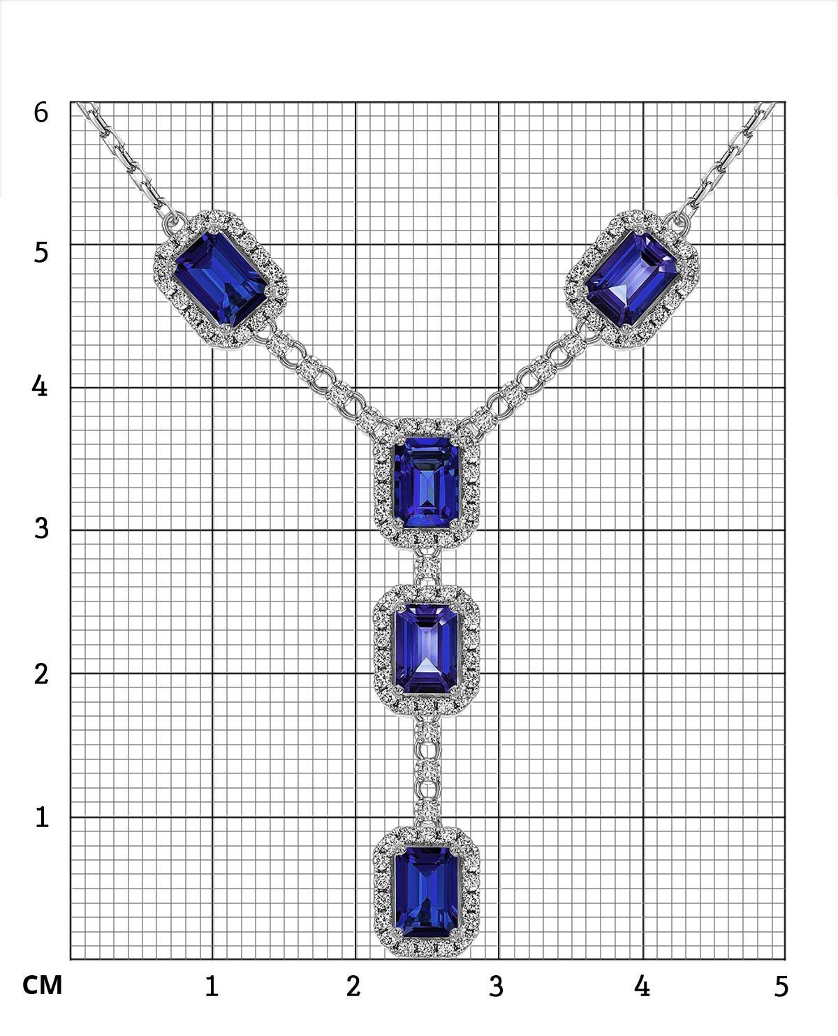 Колье из белого золота с бриллиантами и сапфирами   (061613)
