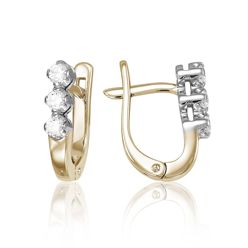 Серьги из комбинированного золота с бриллиантами (053068)