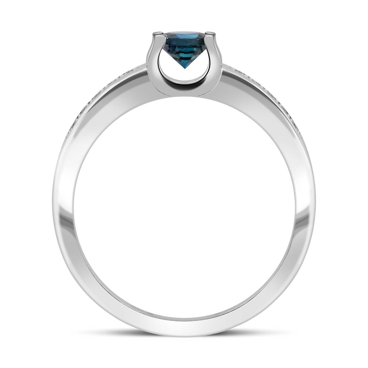 Кольцо из белого золота с бриллиантами и сапфиром (041057)