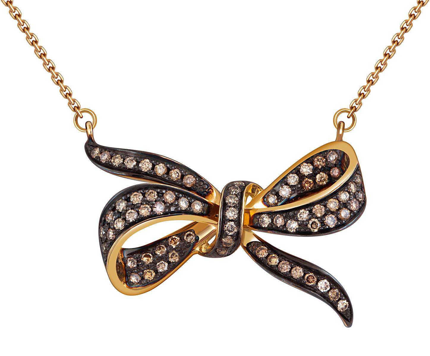 Колье из жёлтого золота с коньячными бриллиантами (053807)