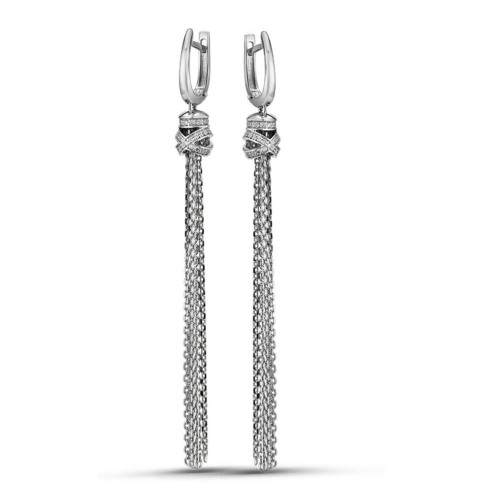 Серьги из белого золота с бриллиантами (058771)