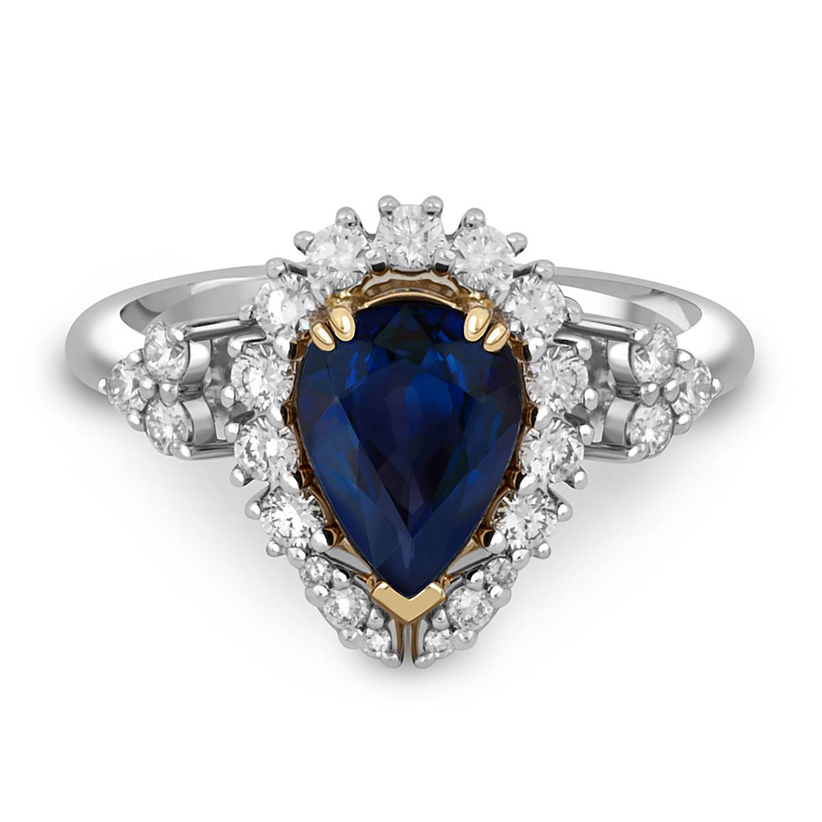 Кольцо из белого золота с бриллиантами и сапфиром (046739)