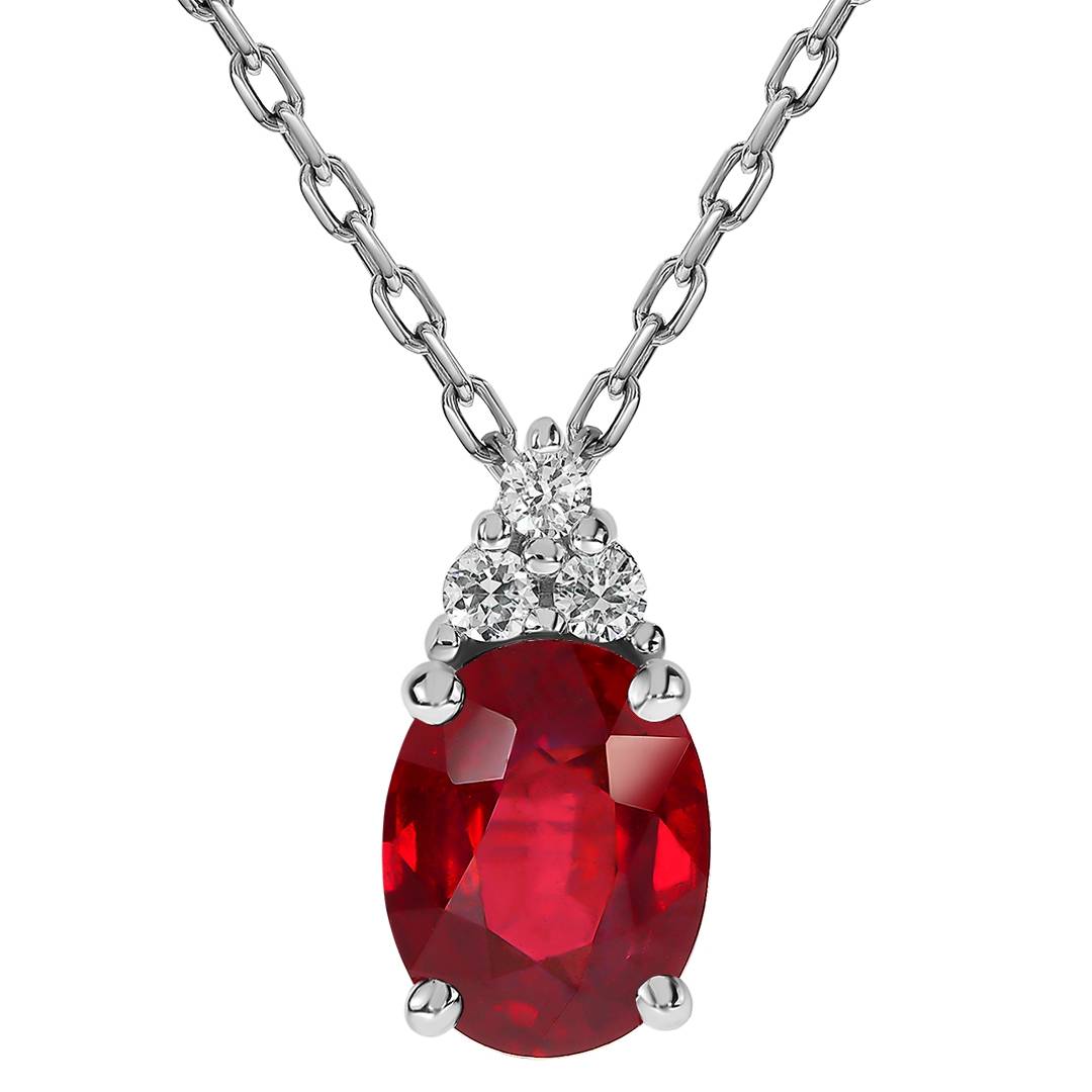 Колье из белого золота с бриллиантами и рубином (055532)