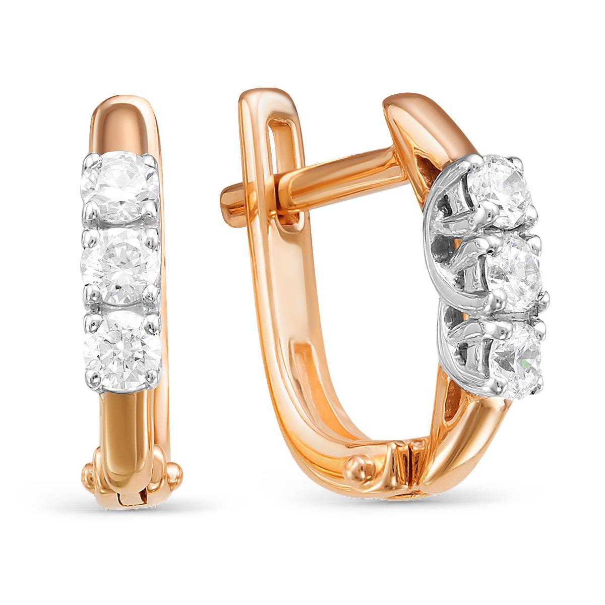 Серьги из комбинированного золота с бриллиантами (043822)