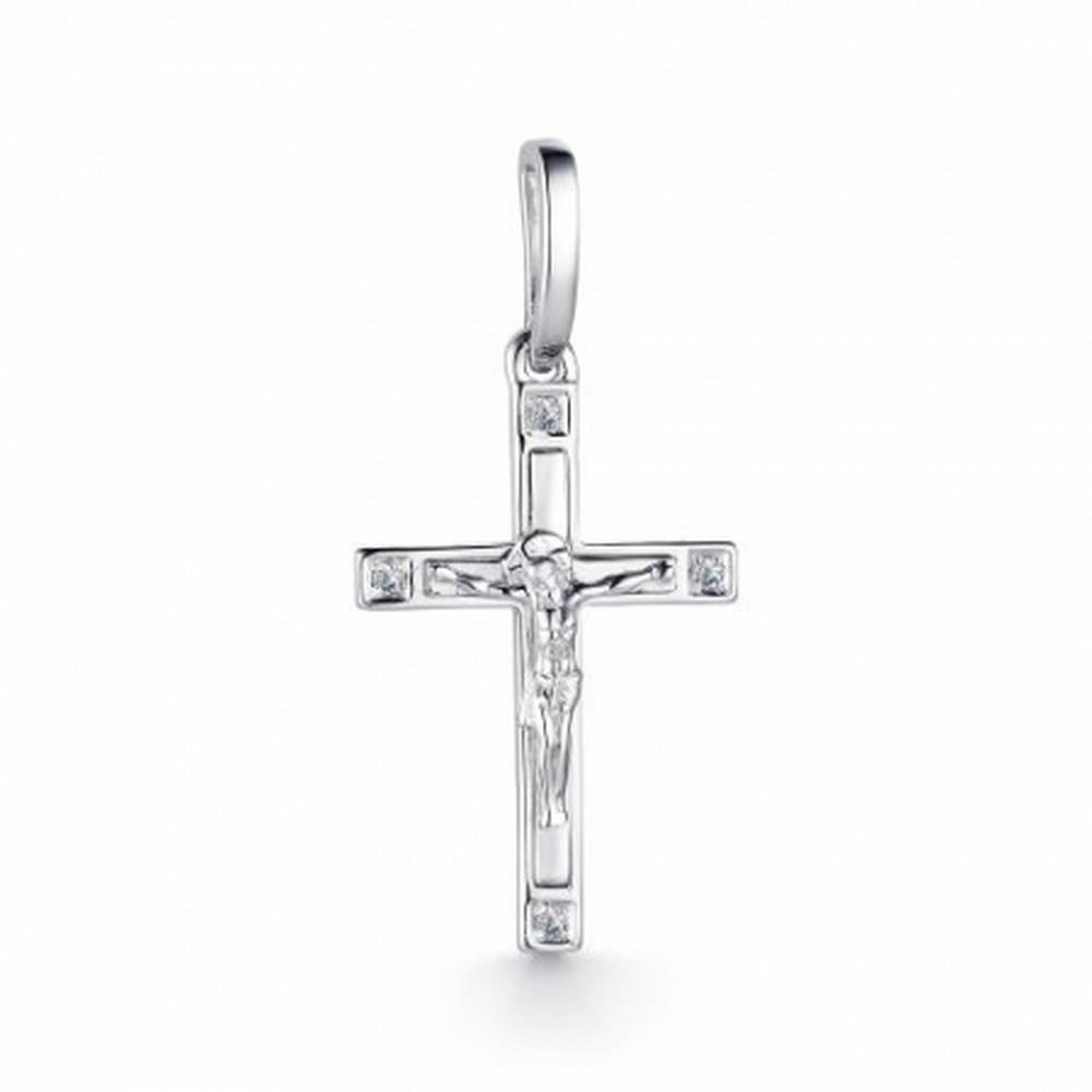 Кулон крест из белого золота с бриллиантами (039515)