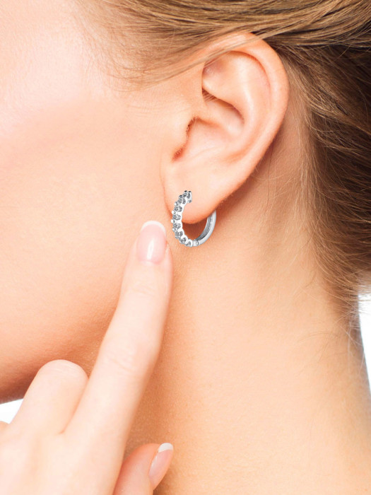 Серьги конго из белого золота с бриллиантами (055189)