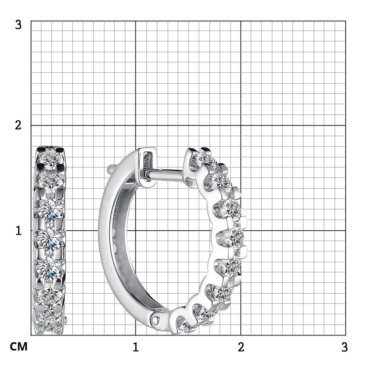 Серьги конго из белого золота с бриллиантами (055189)
