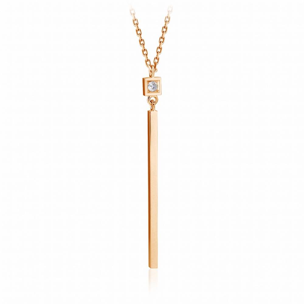 Колье из красного золота с бриллиантом (047751)