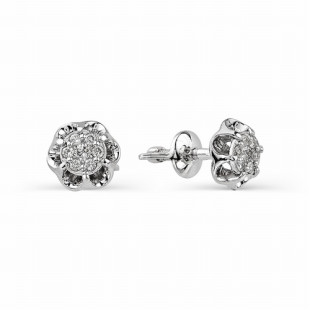 Серьги пусеты из белого золота с бриллиантами (049974)