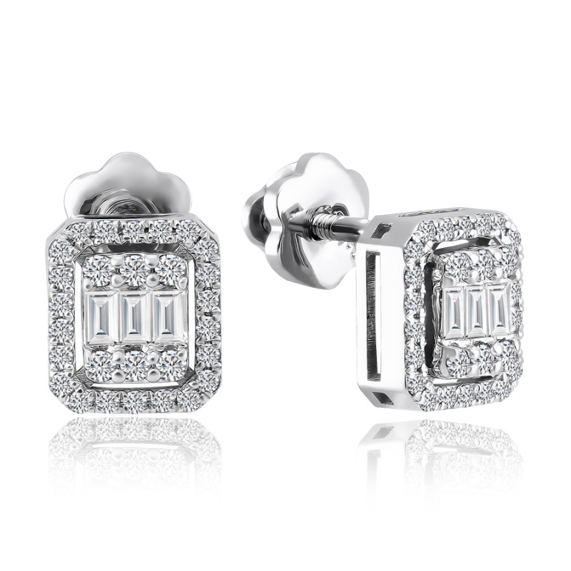 Серьги пусеты из белого золота с бриллиантами (YZ1326)