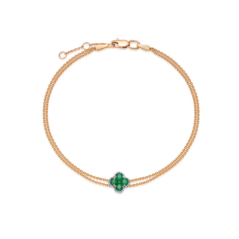 Браслет из красного золота с бриллиантами и изумрудами (053929)