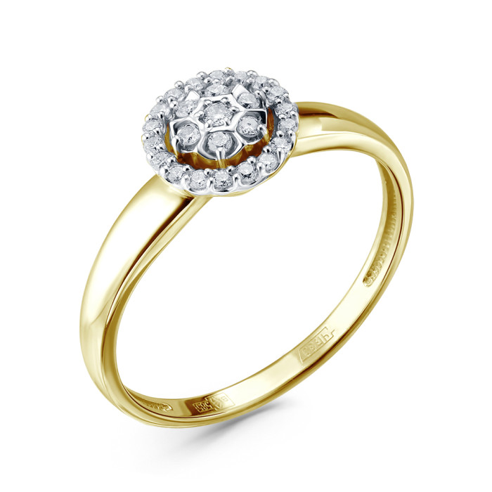 Кольцо из жёлтого золота с бриллиантами (051475)