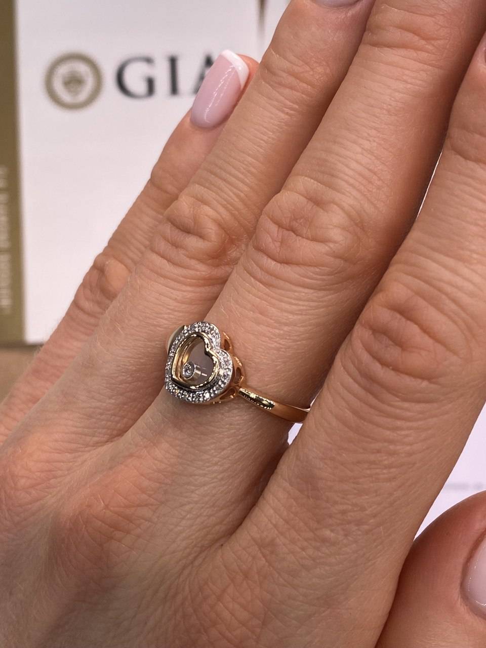 Помолвочное кольцо из красного золота с бриллиантами (029586)