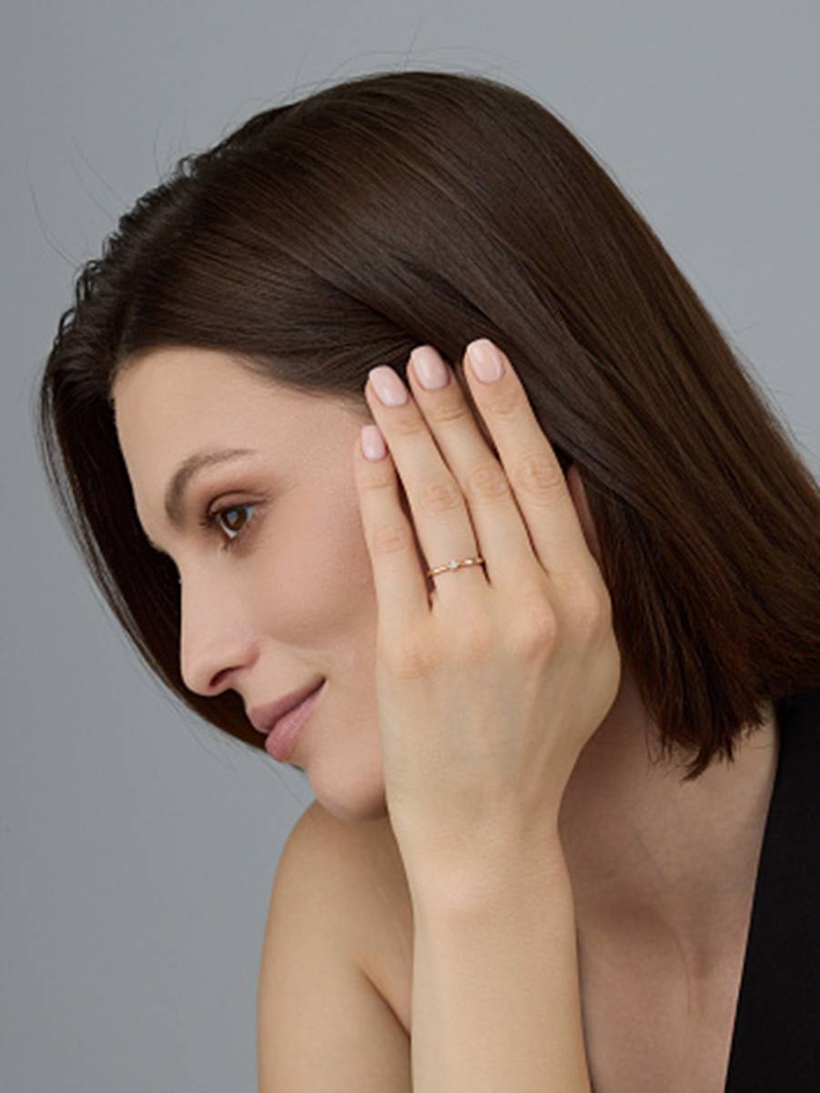 Помолвочное кольцо из красного золота с бриллиантом (031309)