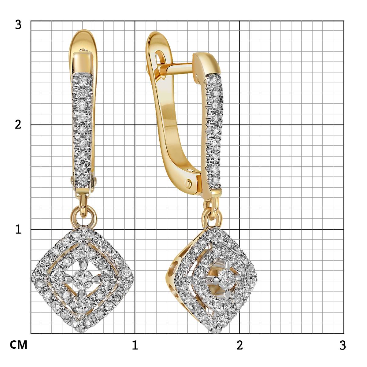 Серьги из комбинированного золота с бриллиантами (039638)