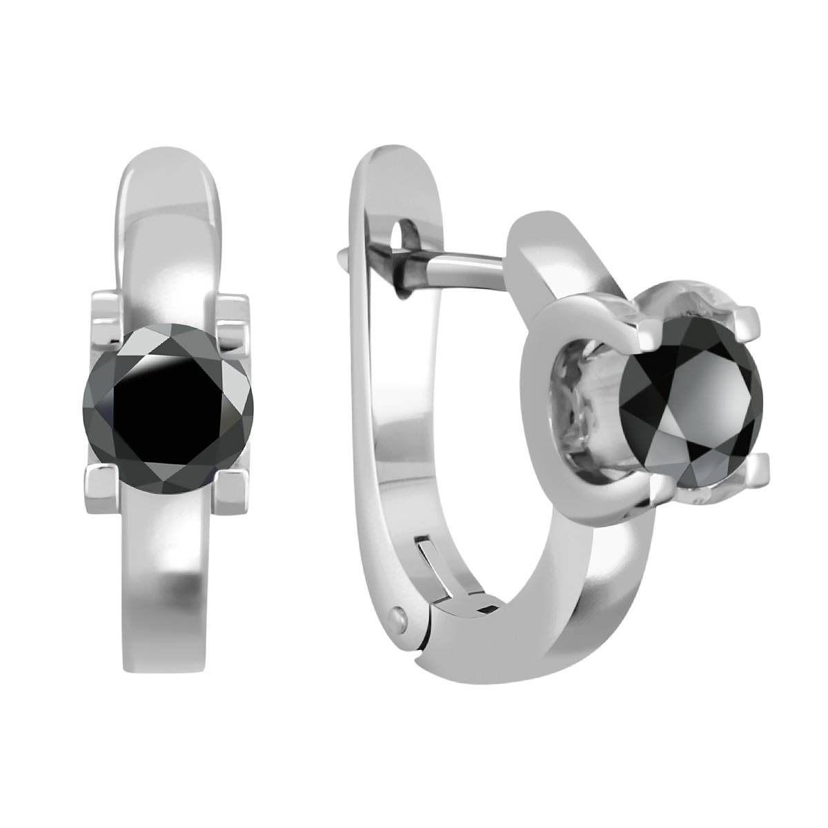 Серьги из белого золота с чёрными бриллиантами (040890)