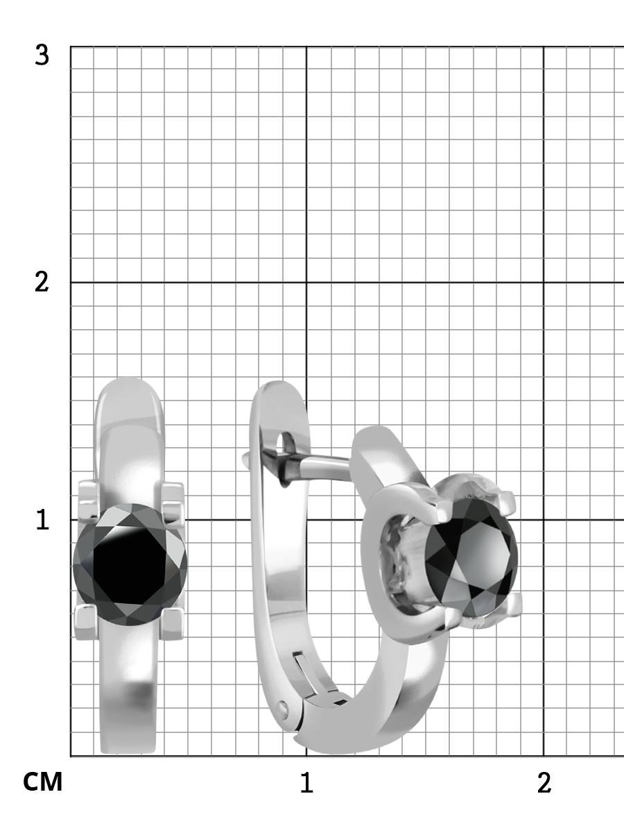 Серьги из белого золота с чёрными бриллиантами (040890)