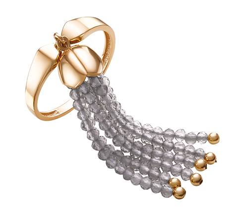 Кольцо из красного золота с раухтопазами (040537)