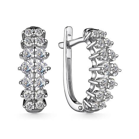 Серьги из белого золота с бриллиантами (053715)