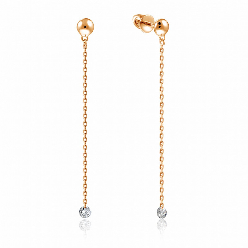 Серьги из красного золота с бриллиантами (047676)