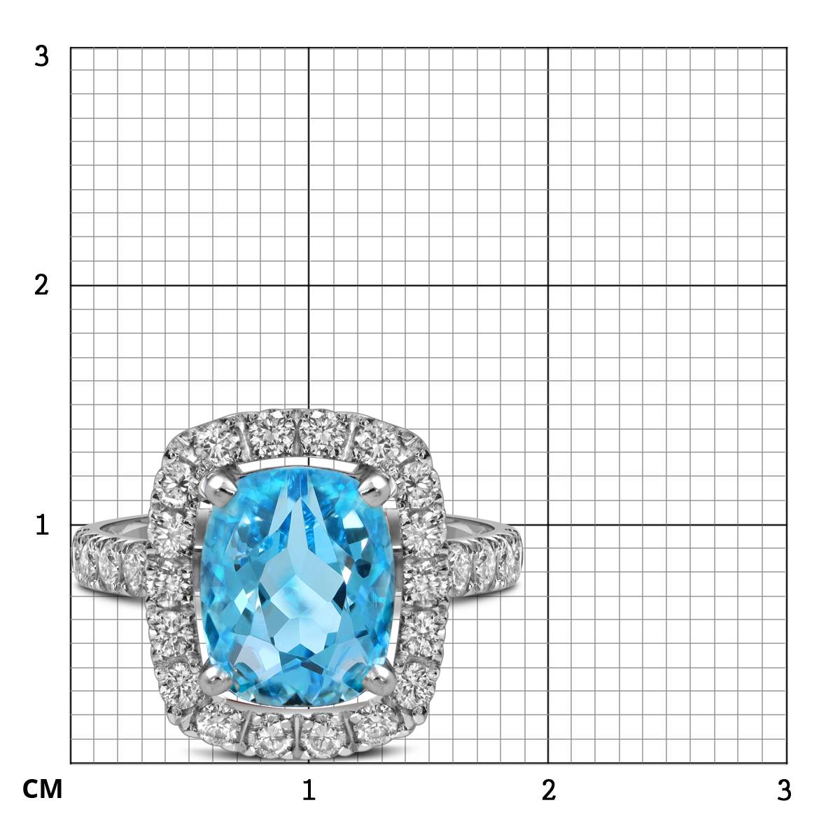 Кольцо из белого золота с бриллиантами и аквамарином (058664)