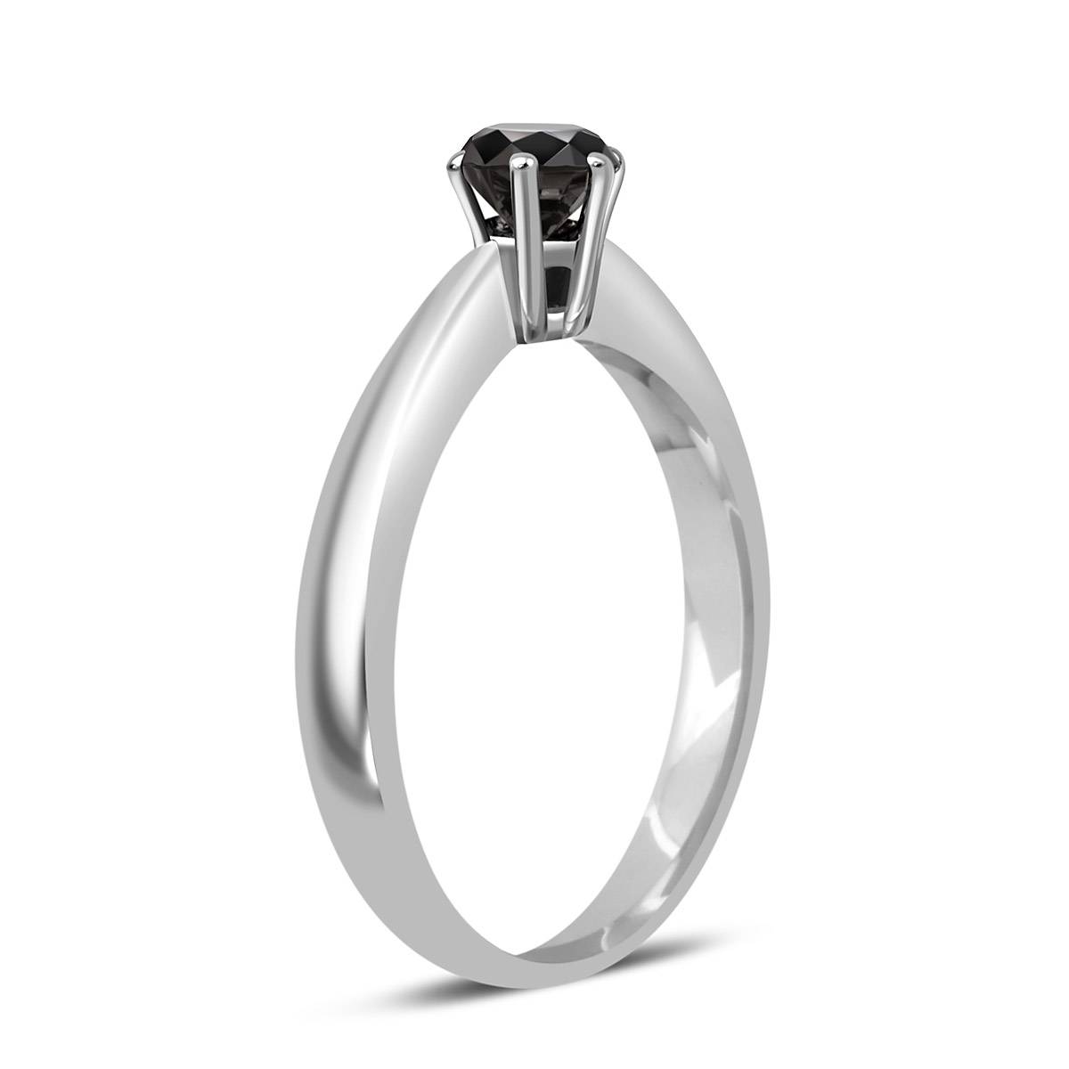 Помолвочное кольцо из белого золота с чёрным бриллиантом (041770)