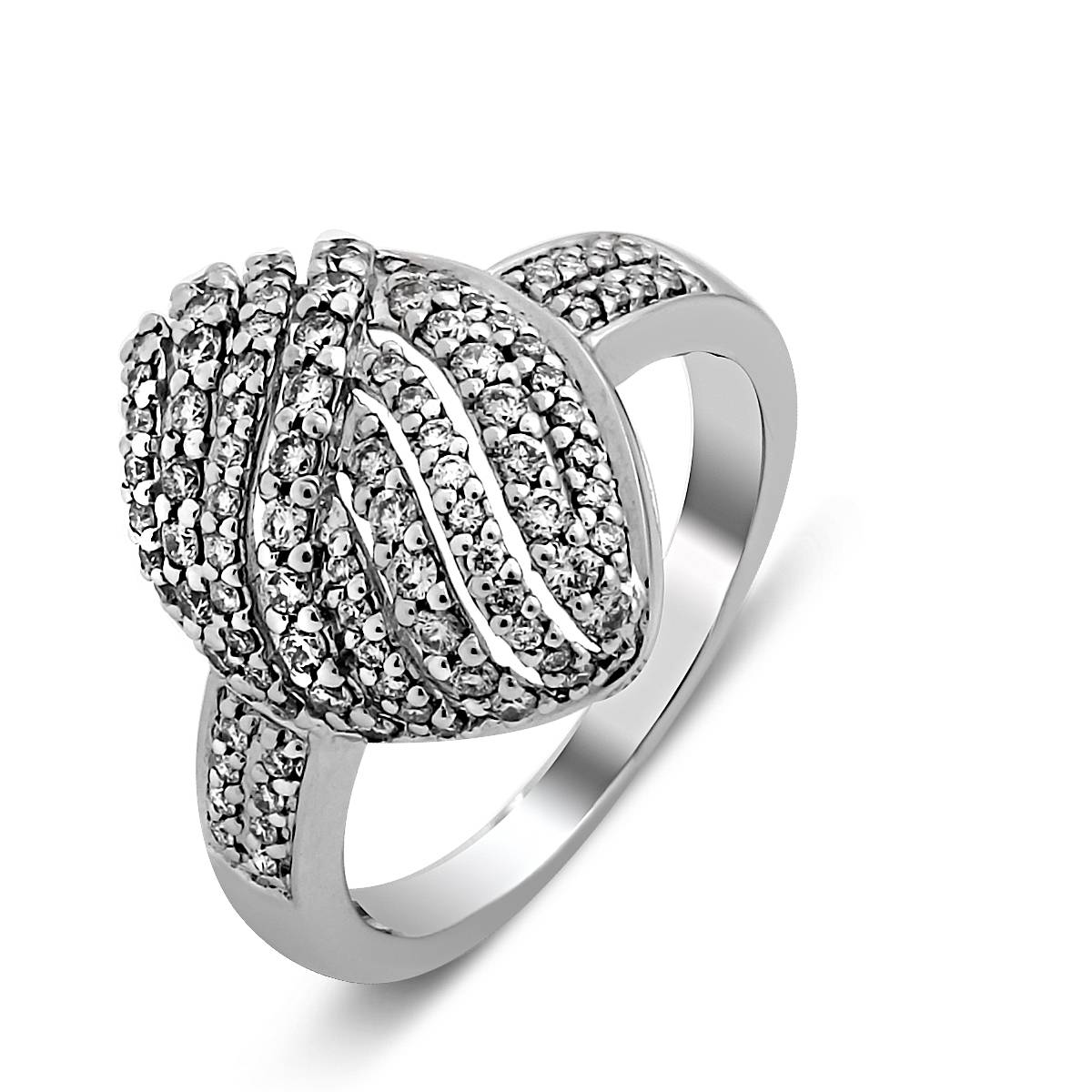 Кольцо из белого золота с бриллиантами (018007)