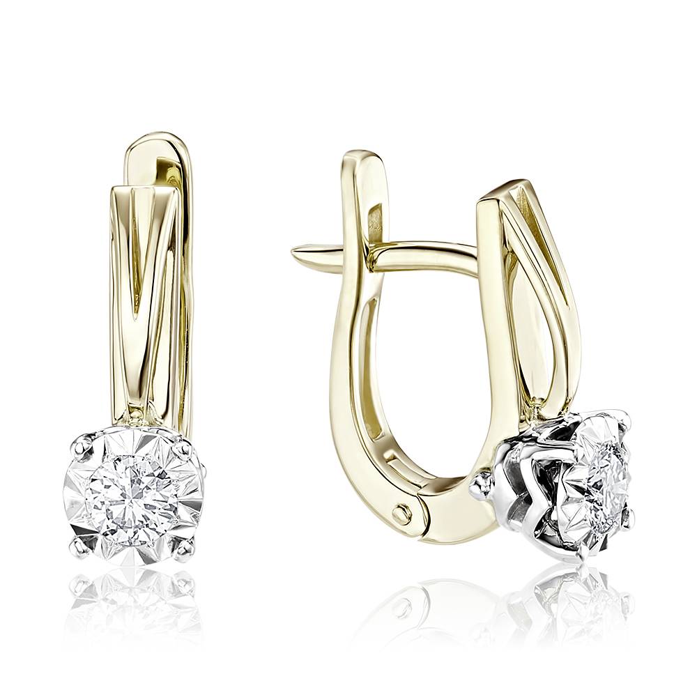 Серьги из комбинированного золота с бриллиантами (052818)